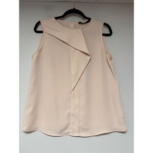 ZARA BASIC Sleeveless Mock‎ Neck Asymmetrical Drape Blouse Top Peach M
